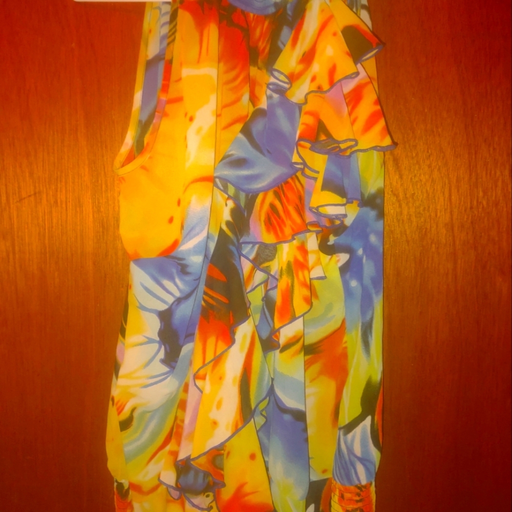 Ashro Blouse, Size: Large, Colors: black , blue, orange & yellow